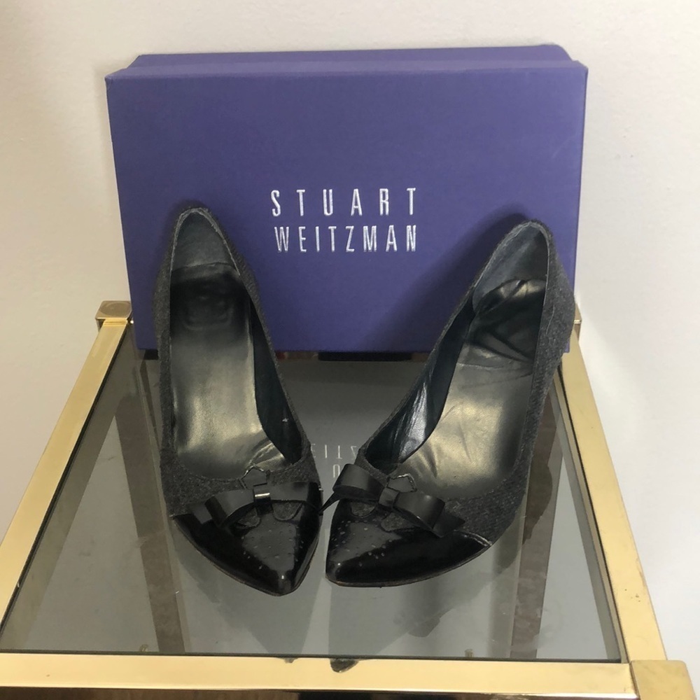 Stuart weitzman point toe wool kitten pumps size 7.5